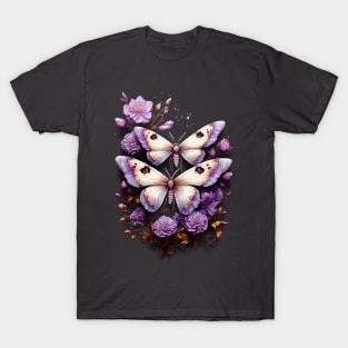 Magical Moths with Violet Flowers T-Shirt